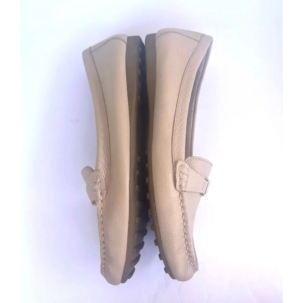 Giani Bernini Dailyn Beige Leather‎ Slip On Casual Comfort Loafer Shoes Sz 9M